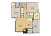 2 bedroom 1 bathroom floor plan 2 bedroom 1 bathroom floor plan at The Glen at Highpoint, Texas, 75243